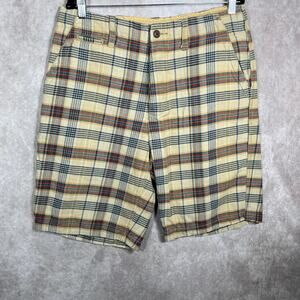 Banana Split Chino Shorts Mens Size 38 Cream Plaid Drawstring Pockets‎ Preppy